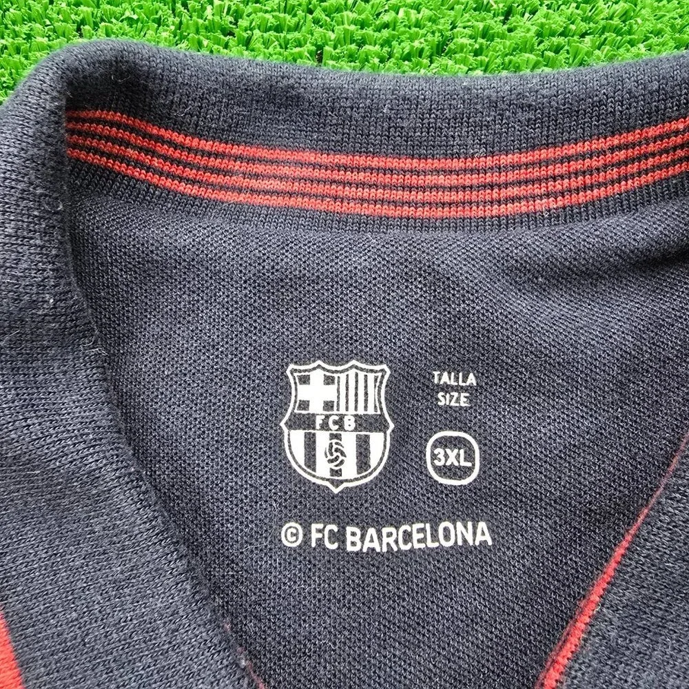 FC Barcelona Barca Polo‎ Mens 3XL/2XL Blue Senyera Stripe Sleeve Soccer Shirt